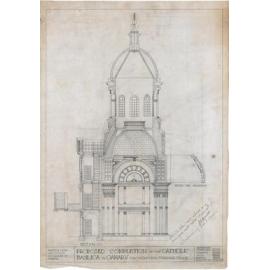 Section CC plan for completion of the Catholic Basilica, Oamaru