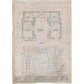 Foundations and ground flloor plan for completion of the Catholic Basilica, Oamaru