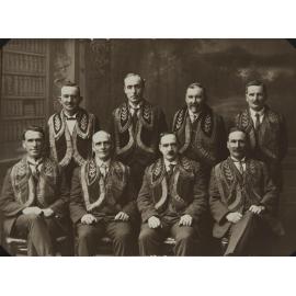 Group of eight men wearing United Ancient Order of Druids regalia
