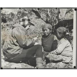 Mavis Davidson playing "Doctor" in the Himalaya [Mountains] Jan 1972; taken by Graeme Anderson'
