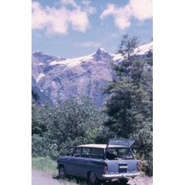 'Milford Xmas 1968-69. Divide peaks from lunch place'