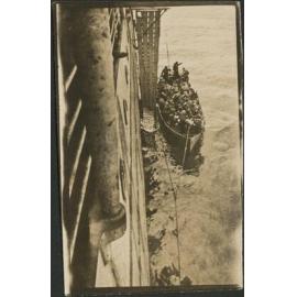 'Sick and wounded from ANZAC being brought aboard "Ivernia"'