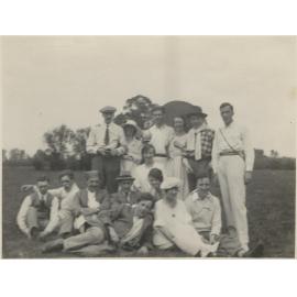 Group outdoors, 'W.H.A. in front'