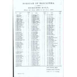 Borough of Balclutha Burgess Roll