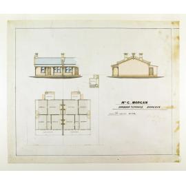 Plan for semi-detached residences for Mr C. Morgan, Harbour Terrace, Dunedin, no.1194, G.W. Gough architect