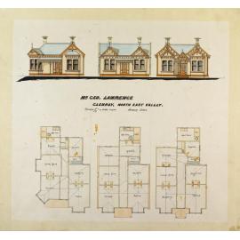 Plan for three residences for Mr Geo. Lawrence, Glenroy, North East Valley, no.2092, G.W. Gough architect