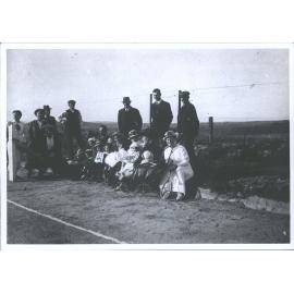 Mine director and family on new tennis court