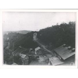 View of Winding Engine Room, outbuildings and aerial line