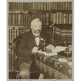 Dr Hocken in his library at Atahapara