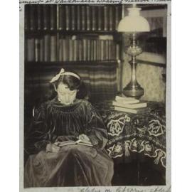 Gladys in library, Atahapara