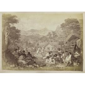 Interior of a Native Village or "Pa" in New Zealand