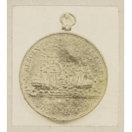 Reverse of medal commemorating Captain Cook's Voyages