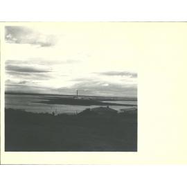 Tiwai Smelter taken from W.W.2. gun emplacement. East end of Bluff, 1975