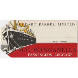 M.V. Wanganella baggage label 