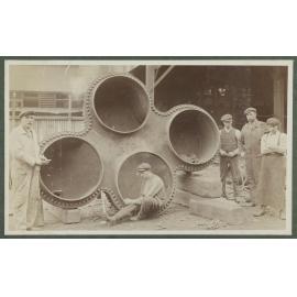 Five men with ship part