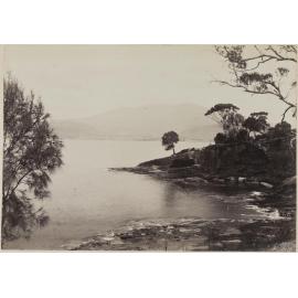Distant view of Hobart from the coast