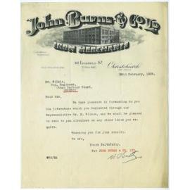 John Burns and Company Limited letterhead