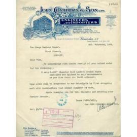 John Chambers and Son Limited letterhead