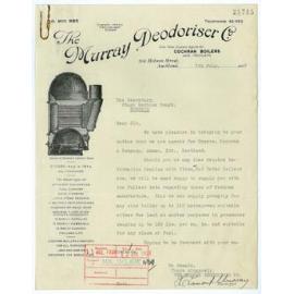 The Murray Deodoriser Company letterhead