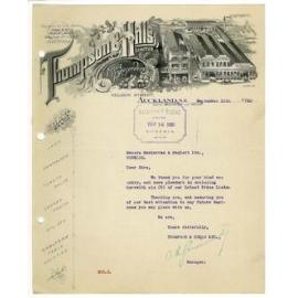 Thompson and Hills Limited letterhead