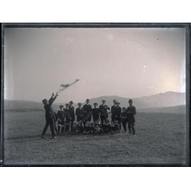 A launching in front of Dunedin Aero Club members