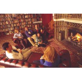 Residents in the St Margaret's College library