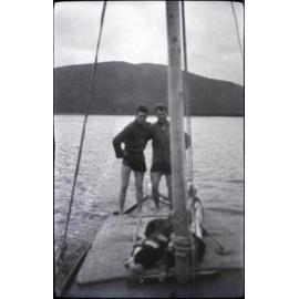Two men on a sailing boat, Deep Stream