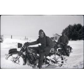 Two men on motorbikes, Deep Stream