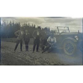 Five men beside a car, Beaumont