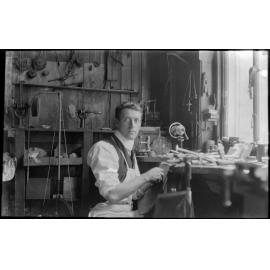 Young man in workshop