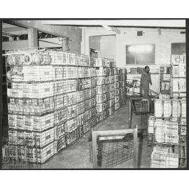Bread stacked in steel baskets at Laurenson's Bakery
