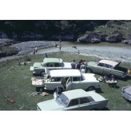 Cars and people at Watsons Beach, Milton Camera Club outing
