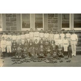 Kaikorai School gymnastic group with instructor J.P. Northey 