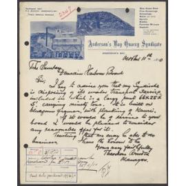 Anderson's Bay Quarry Syndicate letterhead