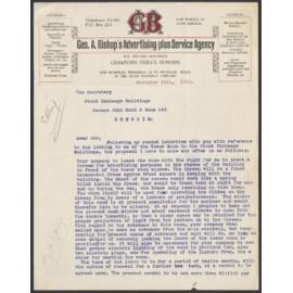 Geo. A. Bishop's Advertising-plus Service Agency letterhead