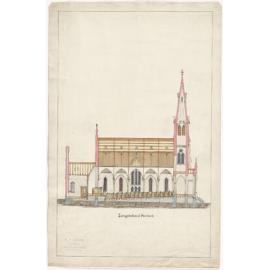 East Taieri Presbyterian Church, plan for church building, longitudinal section