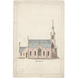 East Taieri Presbyterian Church, plan for church building, side elevation