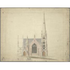 [Trinity Wesleyan Church], plan for proposed church building, front elevation