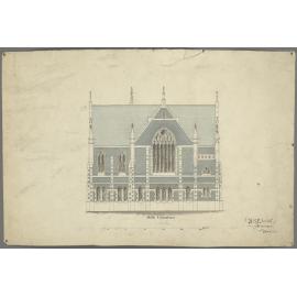 Trinity Wesleyan Church, plan for church building, side elevation