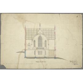 Trinity Wesleyan Church, plan for church building, transverse section