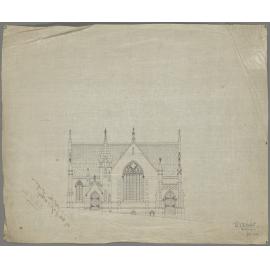 Trinity Wesleyan Church, plan for church building, front elevation