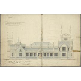 Proposed High School, Dunedin [Otago Boys' High School], side elevation plan