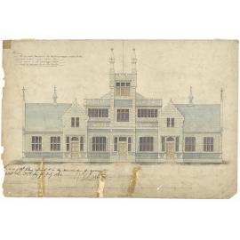 Proposed High School, Dunedin [Otago Boys' High School], back elevation plan 