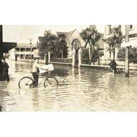 Mackay Street, Greymouth, during flood