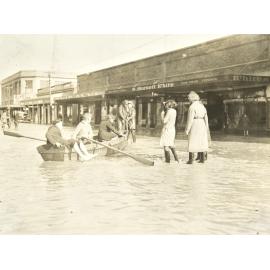 Mackay Street, Greymouth, during flood