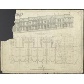 D. Haynes, plan for dwelling houses at the corner of Stuart Street and Moray Place, Dunedin