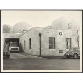 St John Ambulance Association ambulance bay and buildings from York Place