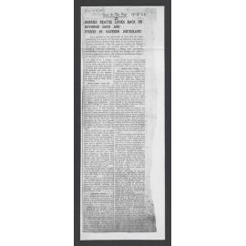 Photocopy of a newspaper clipping in the Mataura Ensign, of an article by Herries entitled, 'Gore in the past; Herries Beattie looks back on boyhood days and events in Eastern Southland'
