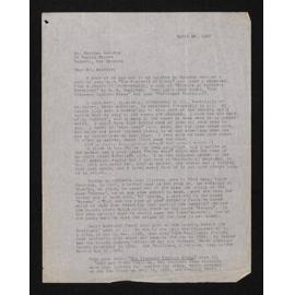 Letter, 23 April 1957, from Vida McKellar Grimshawe, to Herries Beattie