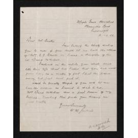 Letter, 2 December 1952, from W.M. Jenkins, to Herries Beattie